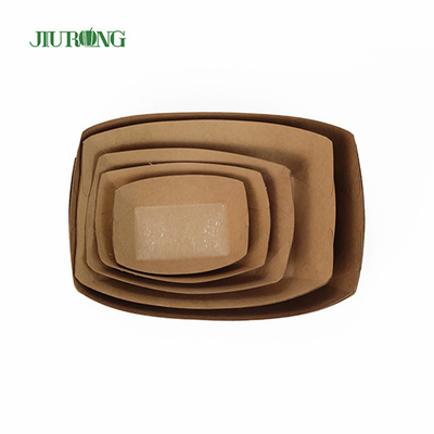 Contenedor de papel biodegradable para sushi desechable, bandejas de comida de papel kraft de 107mm