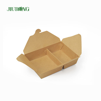 Envases de comida de papel desechables biodegradables Kraft 1480ml con tapas
