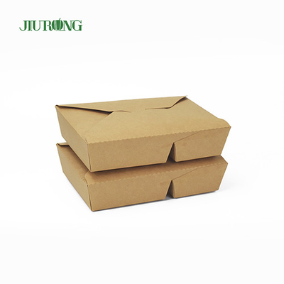 Envases de comida de papel desechables biodegradables Kraft 1480ml con tapas