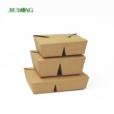 Envases de comida de papel desechables biodegradables Kraft 1480ml con tapas