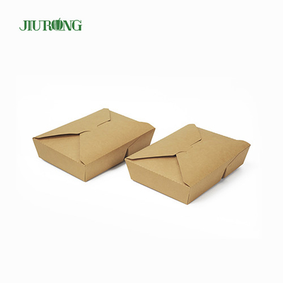 Envases de comida de papel desechables biodegradables Kraft 1480ml con tapas