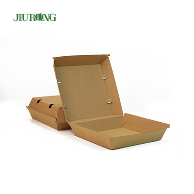 F flute Recipientes ecológicos para llevar Botes de comida de papel marrón de 700 ml