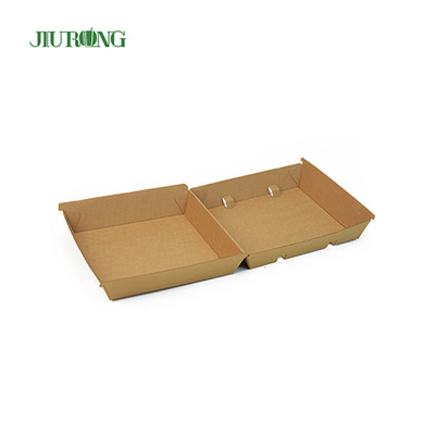 F flute Recipientes ecológicos para llevar Botes de comida de papel marrón de 700 ml