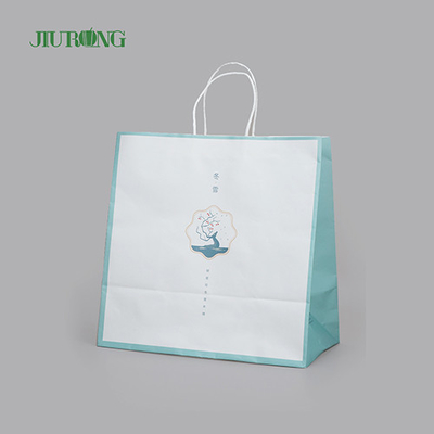 bolsas de papel recicladas Kraft blancas biodegradables de 280 mm con asas