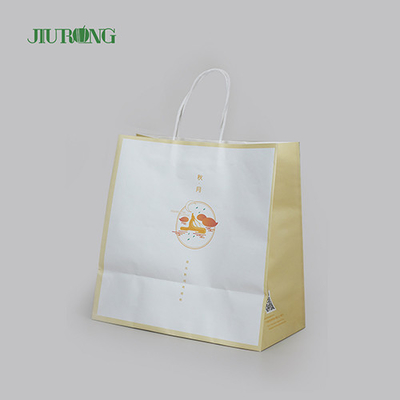 Bolsa de papel biodegradable de regalo amistoso de Eco 350 mm con pan de mango