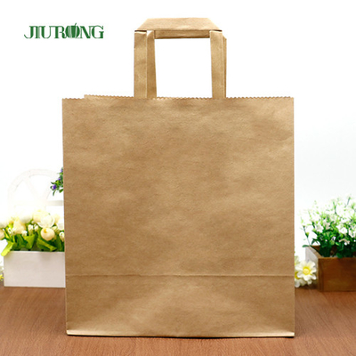 La manija plana se lleva la bolsa de papel blanca de Kraft con Logo Print