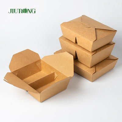 Envase de empaquetado de papel biodegradable de Kraft Togo Box Fast Food Takeaway