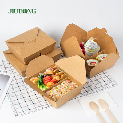 Envase de empaquetado de papel biodegradable de Kraft Togo Box Fast Food Takeaway