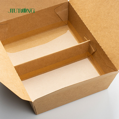 Envase de empaquetado de papel biodegradable de Kraft Togo Box Fast Food Takeaway