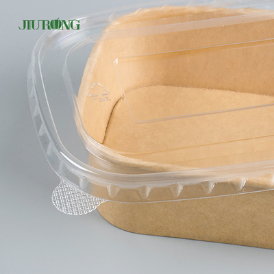 De un sólo recinto llévese el cuenco de ensalada del papel de Kraft del envase de comida que empaqueta con la tapa del ANIMAL DOMÉSTICO