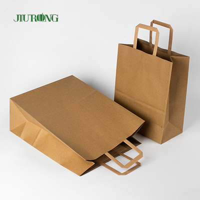 Bolsa de papel el SOS Brown Kraft con el acondicionamiento de los alimentos reciclado manija del almuerzo
