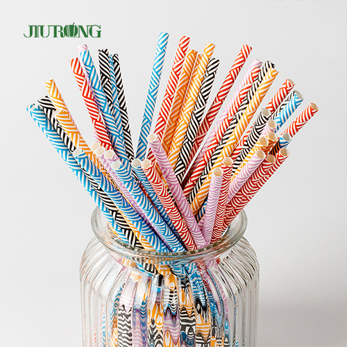 Papel biodegradable disponible colorido que bebe a Straw Striped Pattern Food Grade