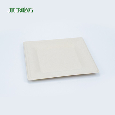 Platos llanos del libro blanco del envase de comida de la caña de azúcar de la laminación mate Jiurong