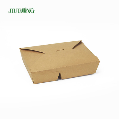 Envases de comida de papel desechables biodegradables Kraft 1480ml con tapas